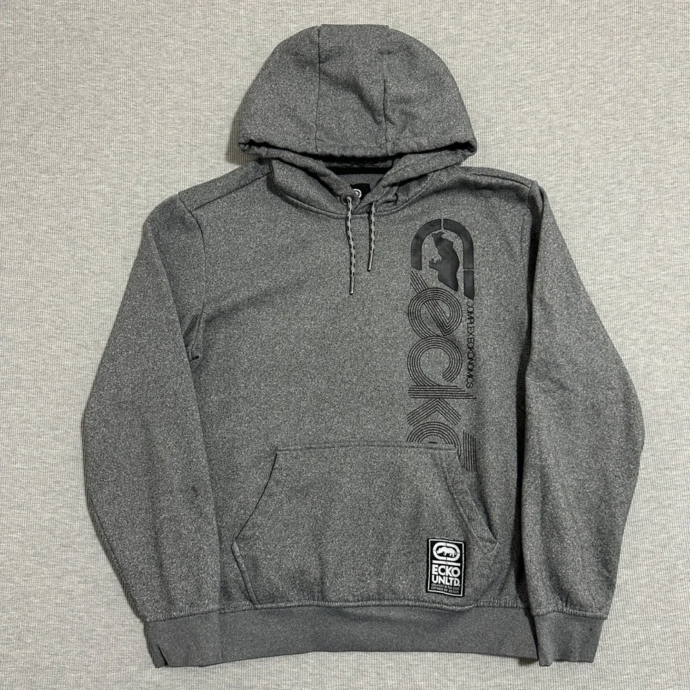 Ecko Unltd Gray Graphic Logo Pullover Hoodie Sweatshirt Mens Size Small